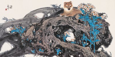 大师传统中国风伍启中山水水墨画欣赏