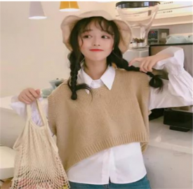 衬衫与毛衣马甲搭配图片