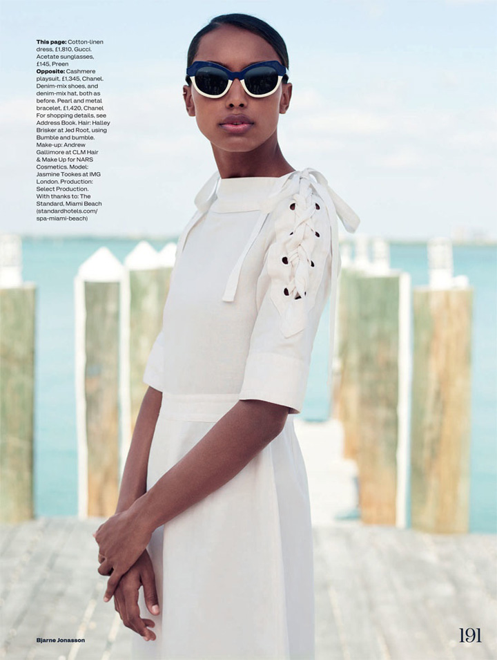 超模Jasmine Tookes 演绎奢华海洋风 《Elle》时装杂志英国版