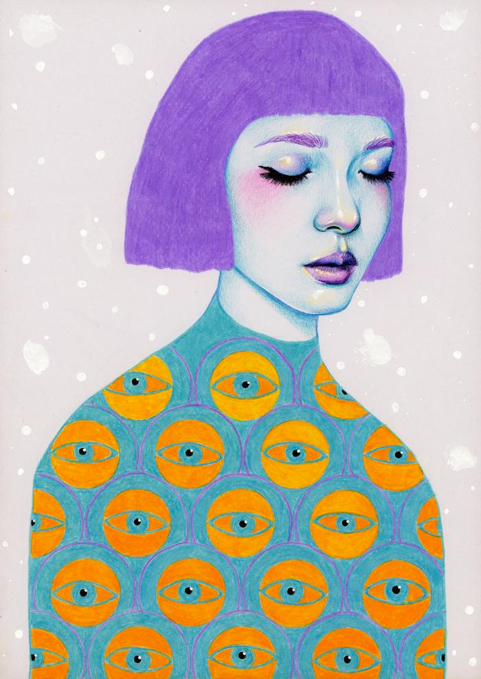Natalie Foss彩色铅笔肖像插画