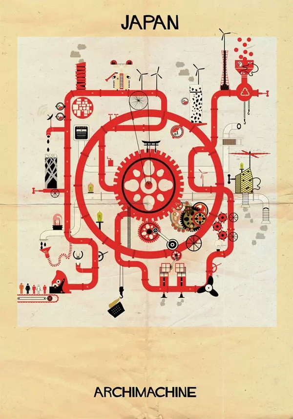 不同国家形象插画