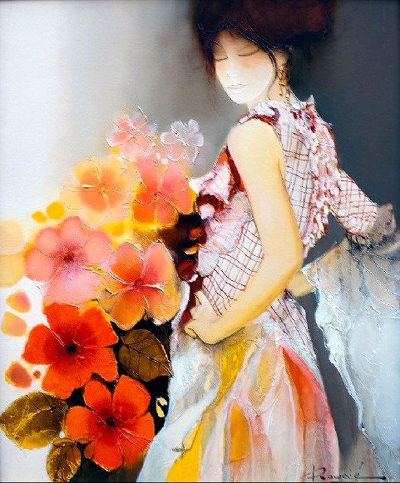 法国画家Joel Rougie人物油画