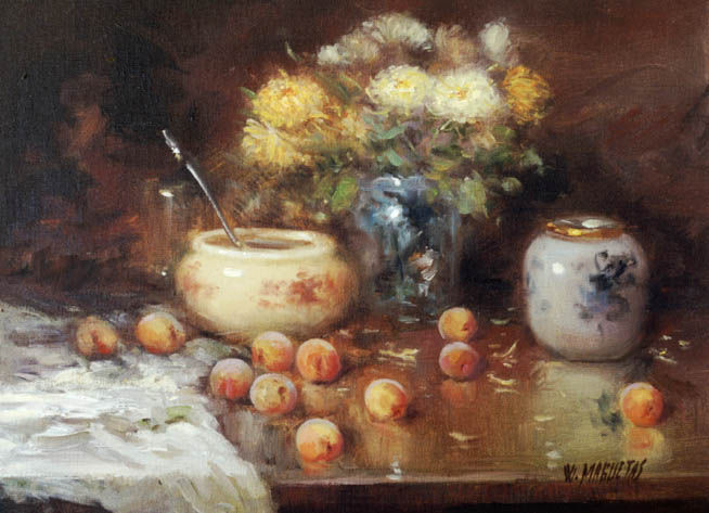 巴西画家Washington Maguetas静物油画作品欣赏