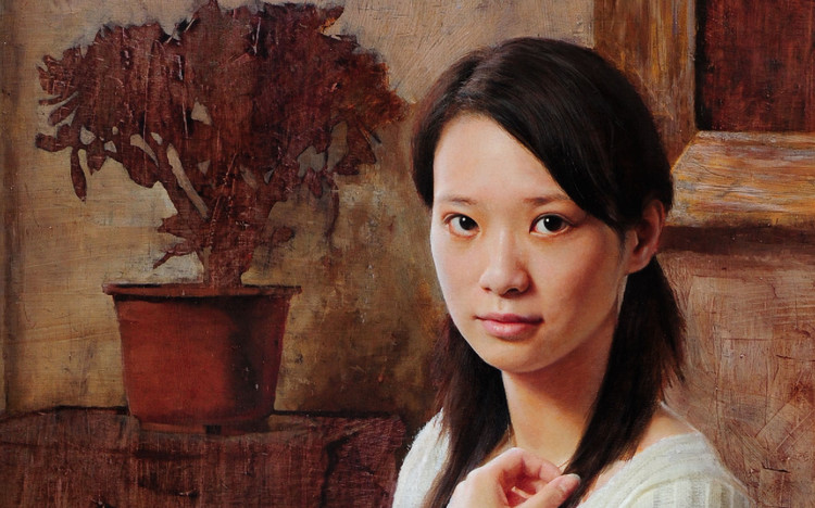 潘溯油画人物作品