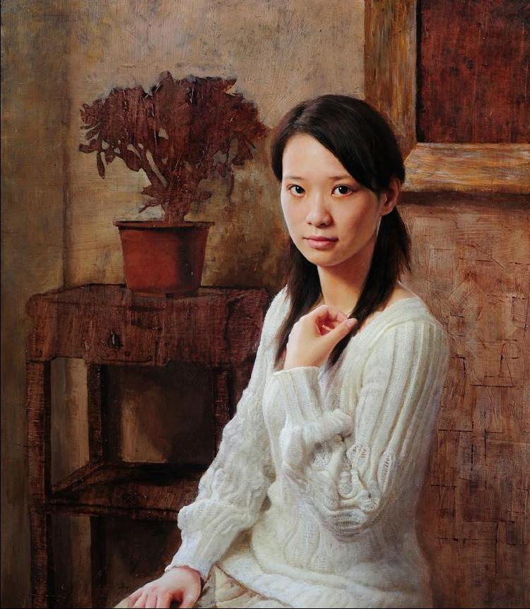 潘溯油画人物作品
