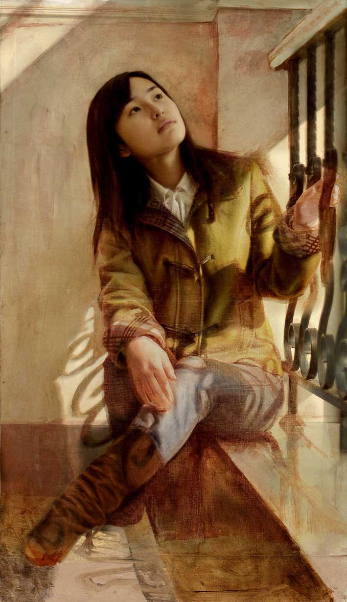 潘溯油画人物作品