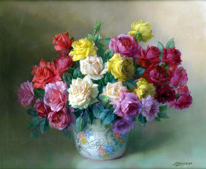 比利时Julien Stappers油画花卉作品