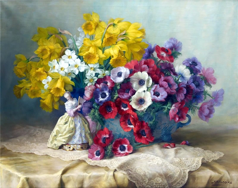 比利时Julien Stappers油画花卉作品