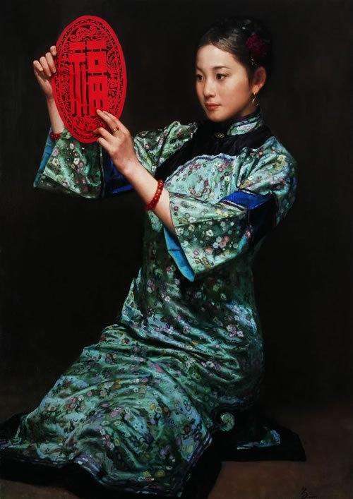 中国古典女性油画作品欣赏