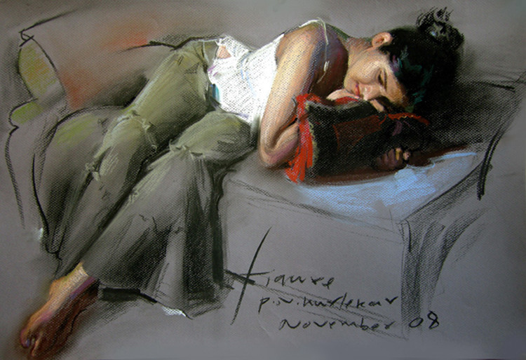 印度Pramod kurlekar人物油画作品欣赏