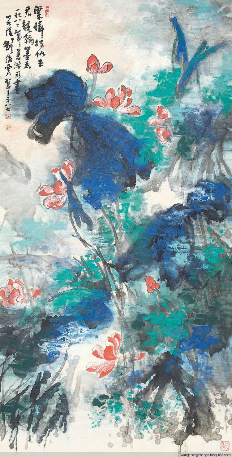 刘海粟国画荷花作品
