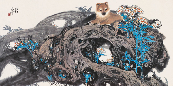 大师传统中国风伍启中山水水墨画欣赏