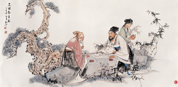 大师传统中国风伍启中山水水墨画欣赏