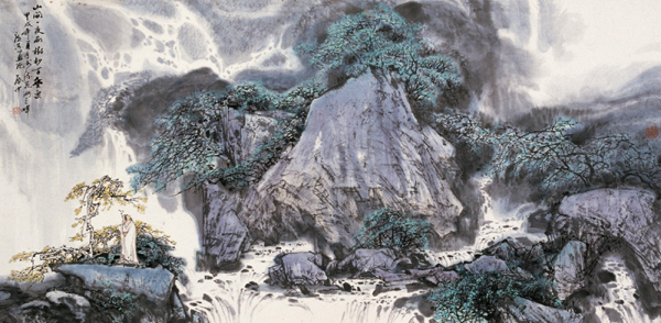 大师传统中国风伍启中山水水墨画欣赏