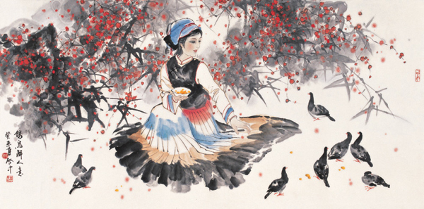 大师传统中国风伍启中山水水墨画欣赏