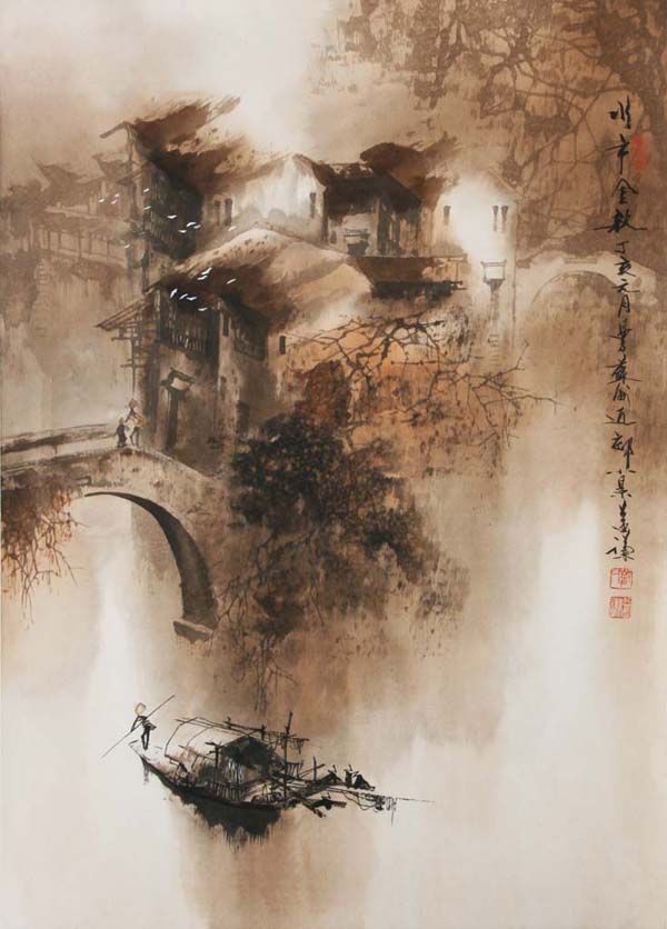 舒益谦田园山水画作品欣赏