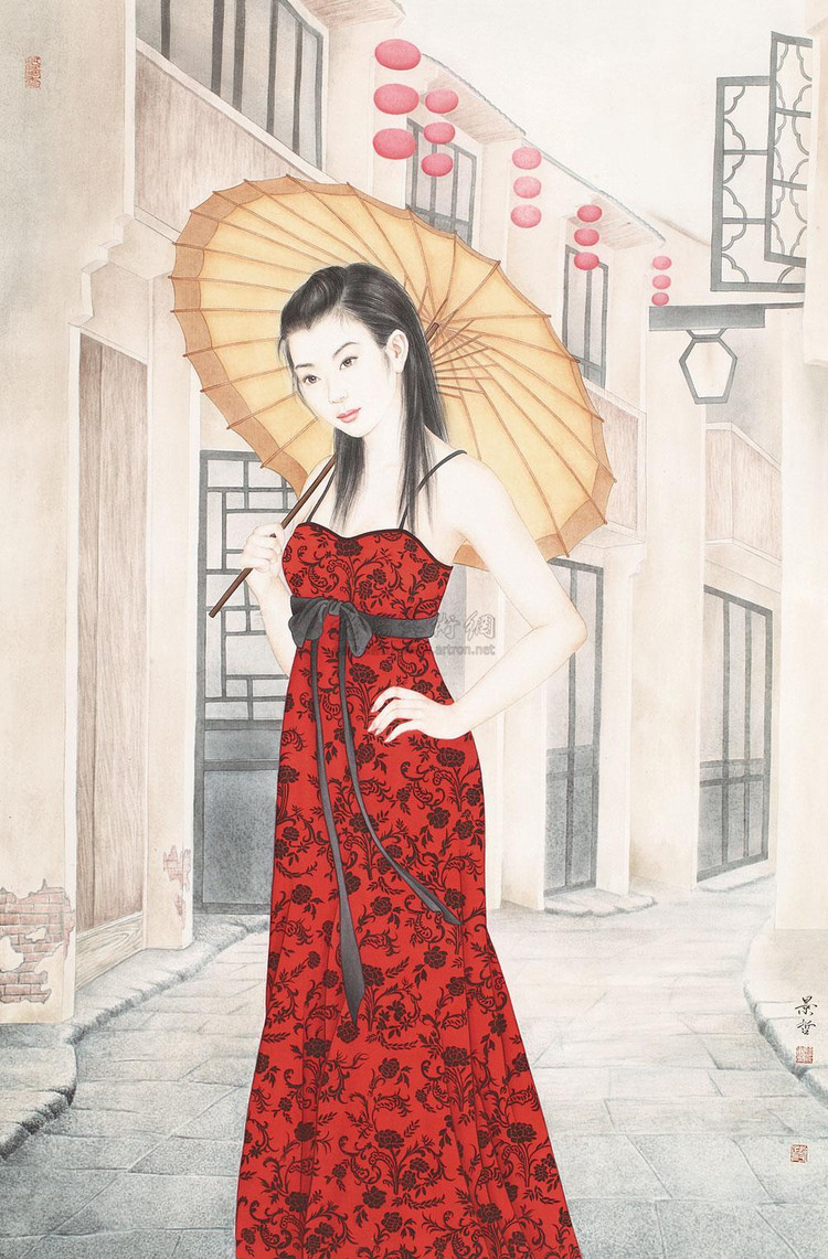 崔景哲国画人物作品
