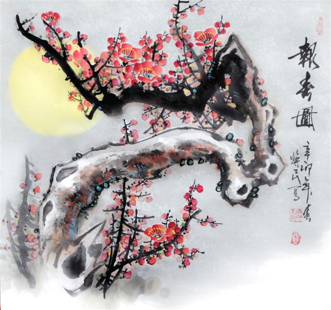 贺焕民国画花鸟作品