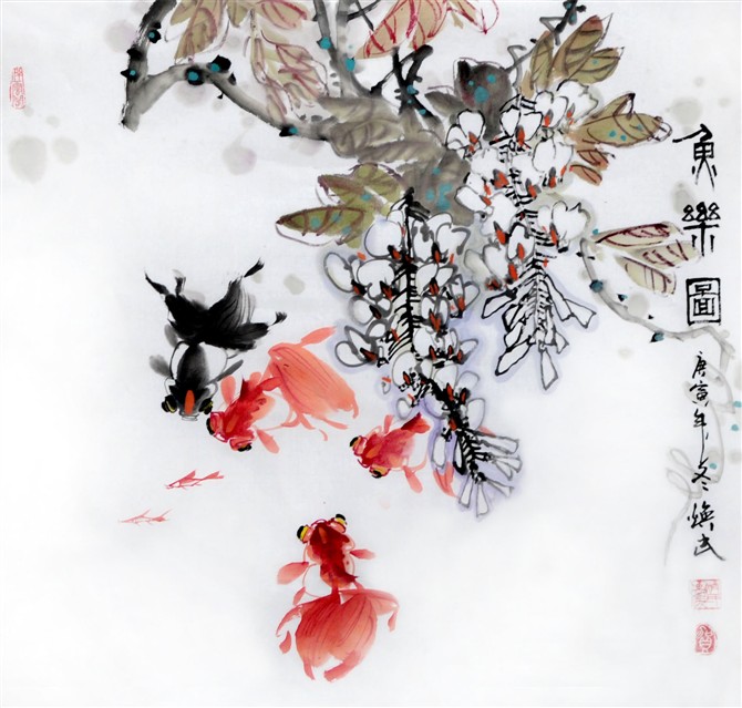 贺焕民国画花鸟作品