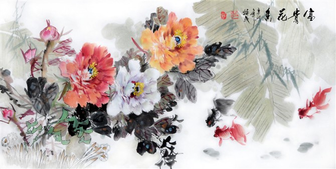 贺焕民国画花鸟作品