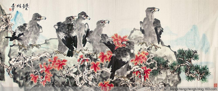 郎森国画花鸟作品