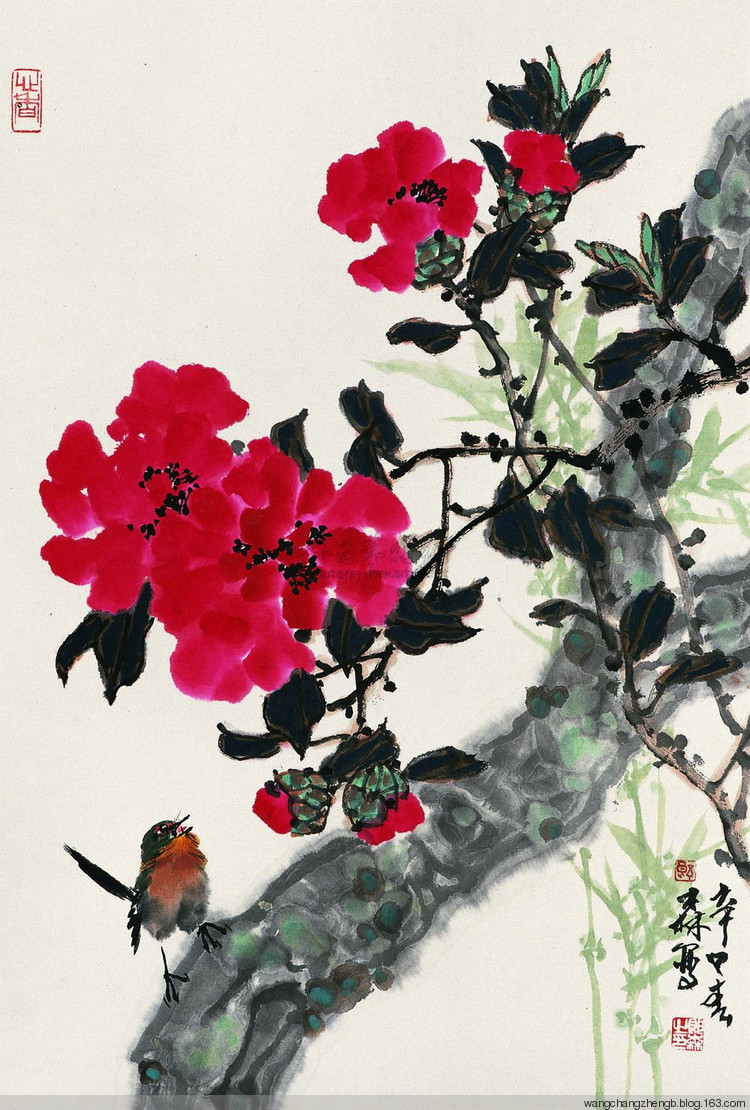 郎森国画花鸟作品