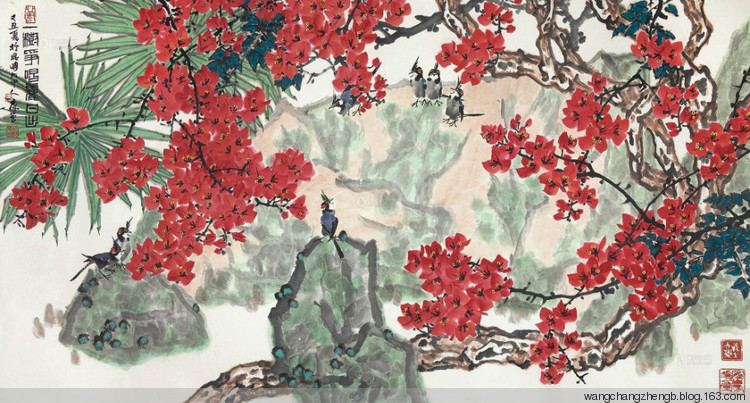 郎森国画花鸟作品