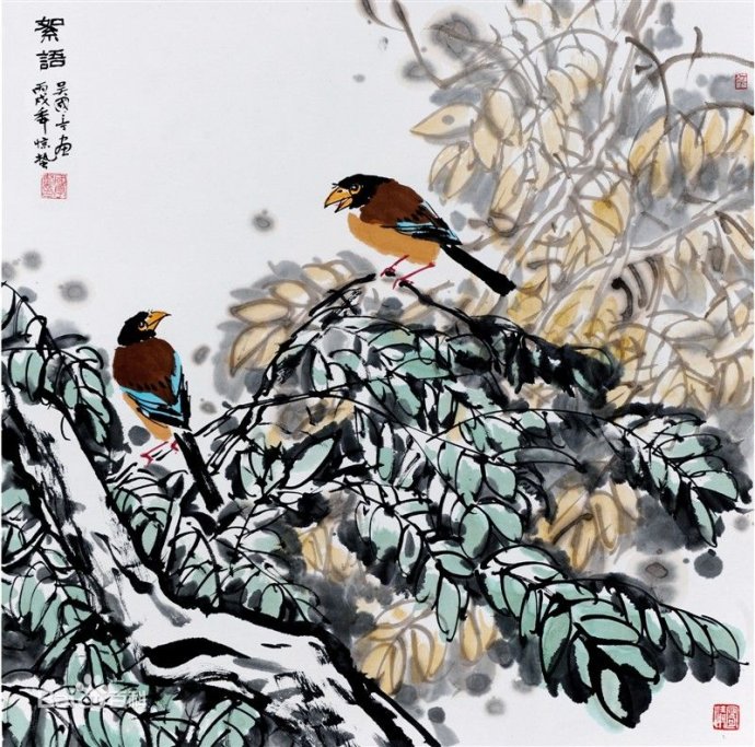 吴国亭国画花鸟作品