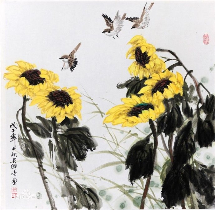 吴国亭国画花鸟作品
