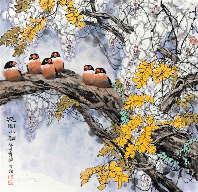 吴国亭国画花鸟作品