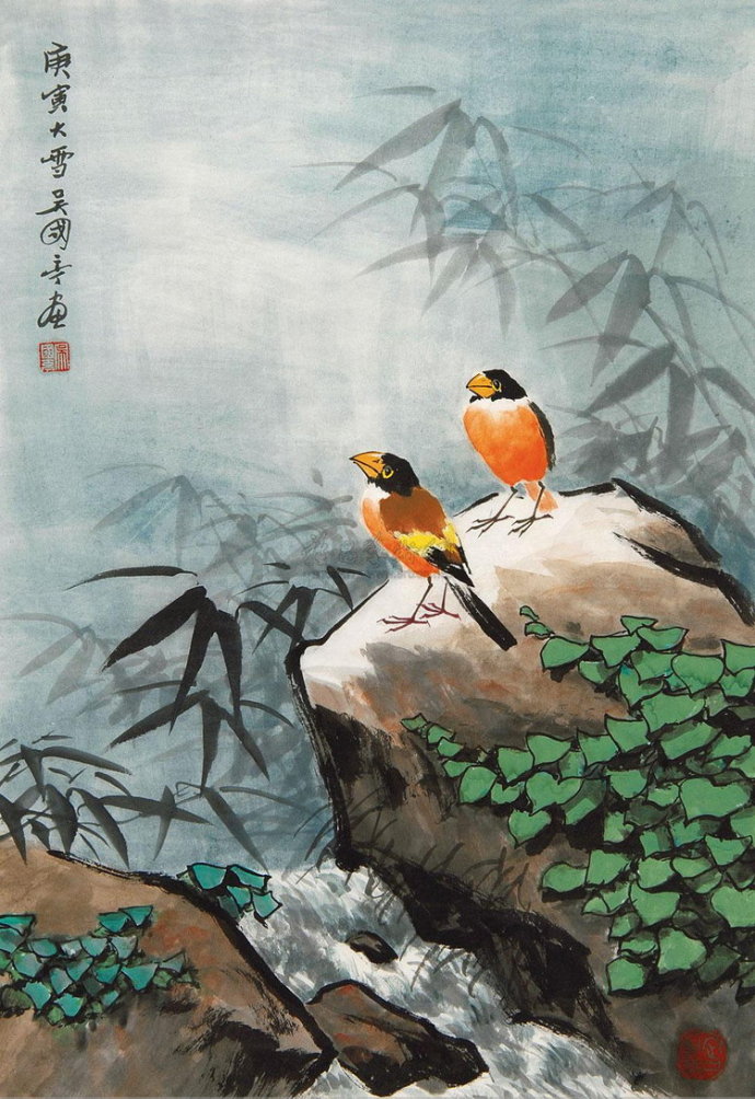吴国亭国画花鸟作品