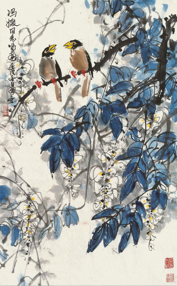 吴国亭国画花鸟作品