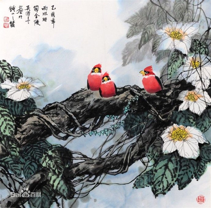 吴国亭国画花鸟作品
