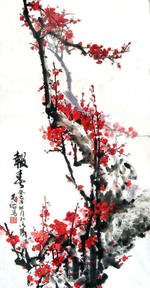 王天佑国画梅花作品