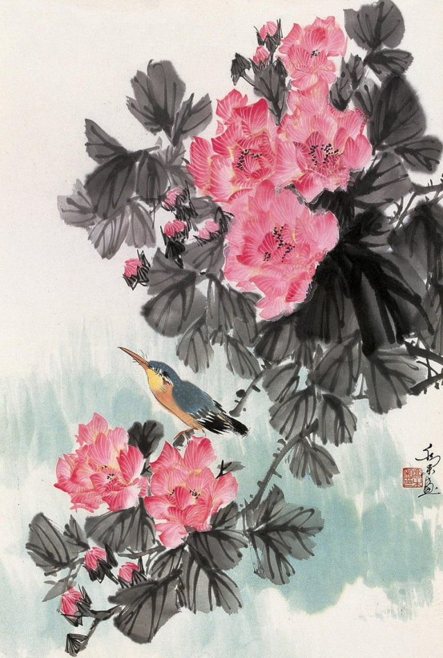 乔木国画花鸟作品