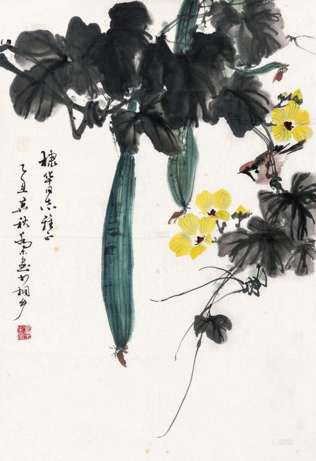 乔木国画花鸟作品