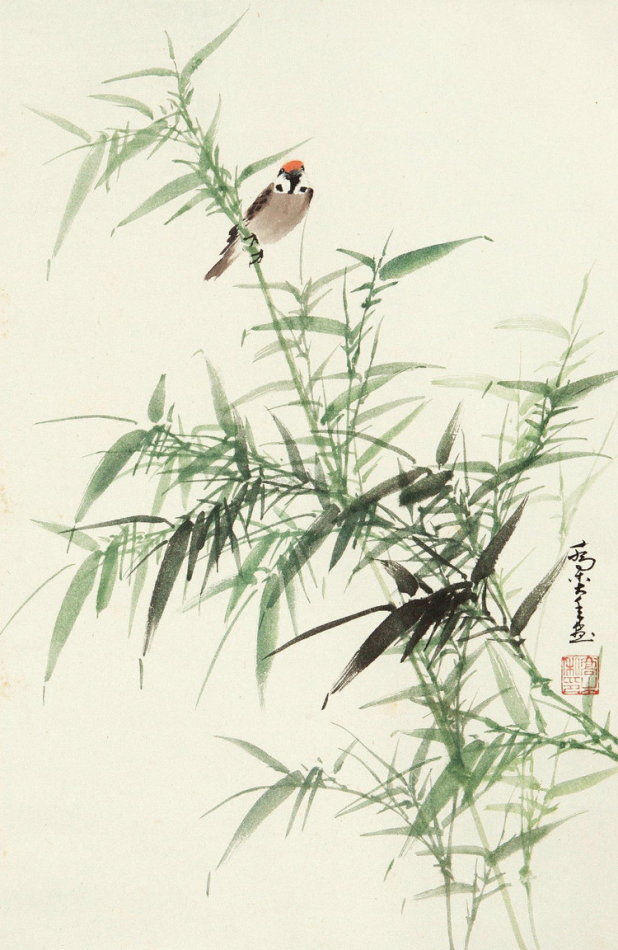 乔木国画花鸟作品
