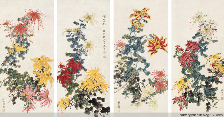 吴砚耕菊花作品