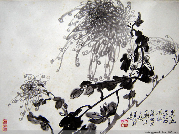 吴砚耕菊花作品