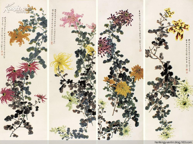 吴砚耕菊花作品