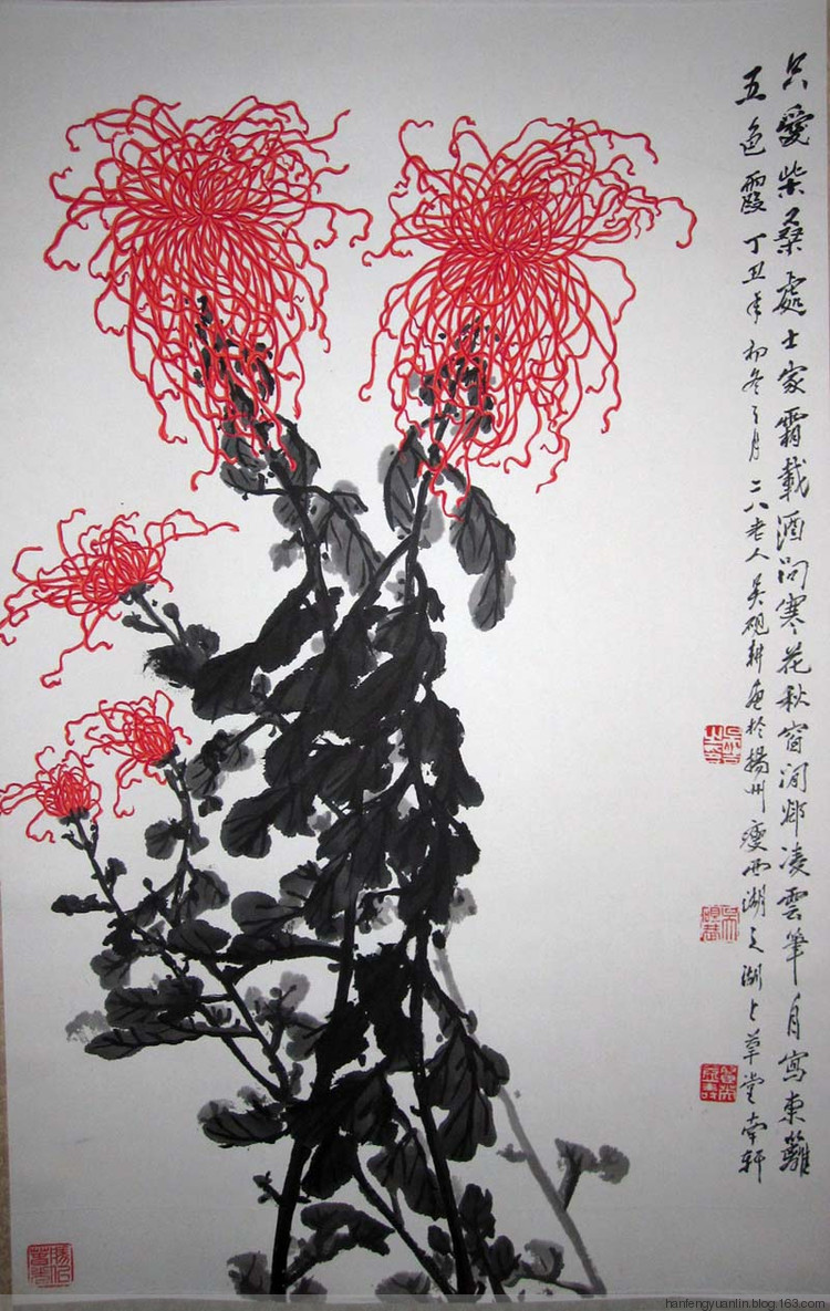 吴砚耕菊花作品