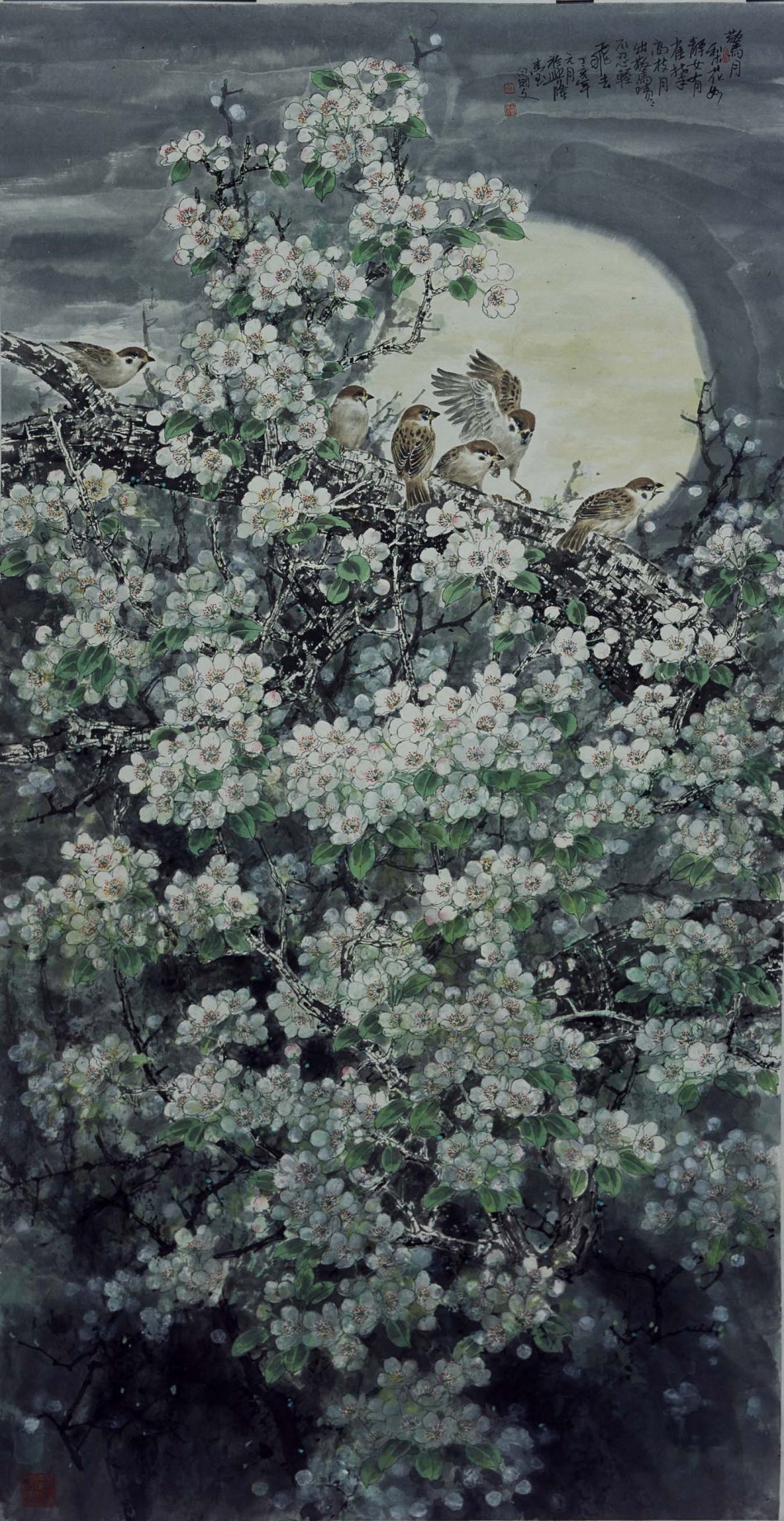 白国文国画花鸟作品
