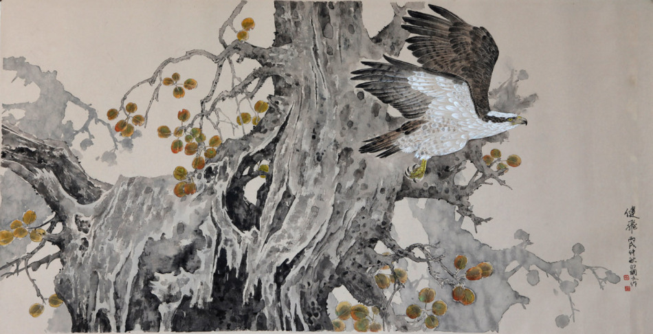 白国文国画花鸟作品