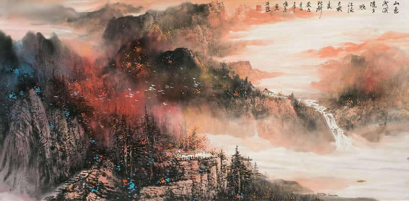 陈亮国画山水作品