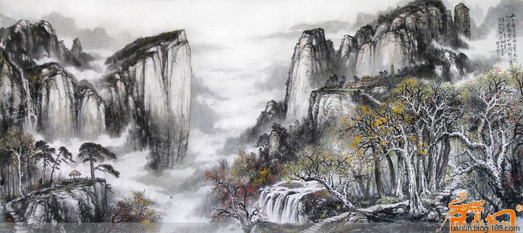 宛建国国画山水作品