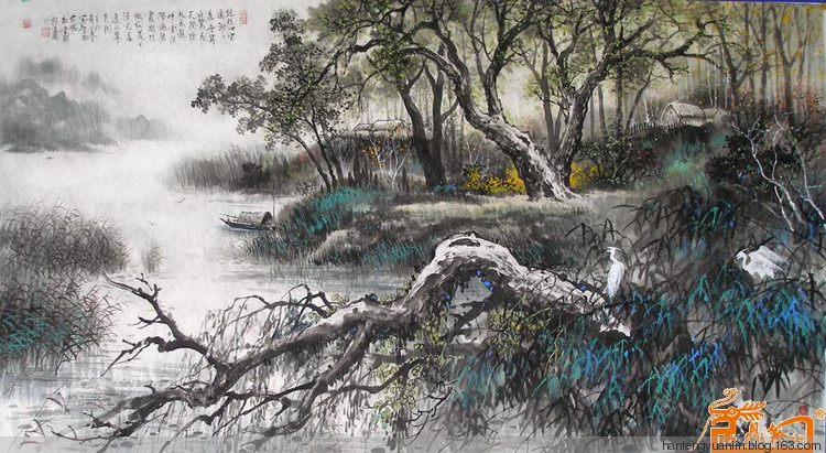 宛建国国画山水作品