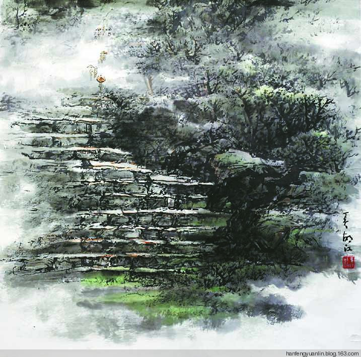 宛建国国画山水作品