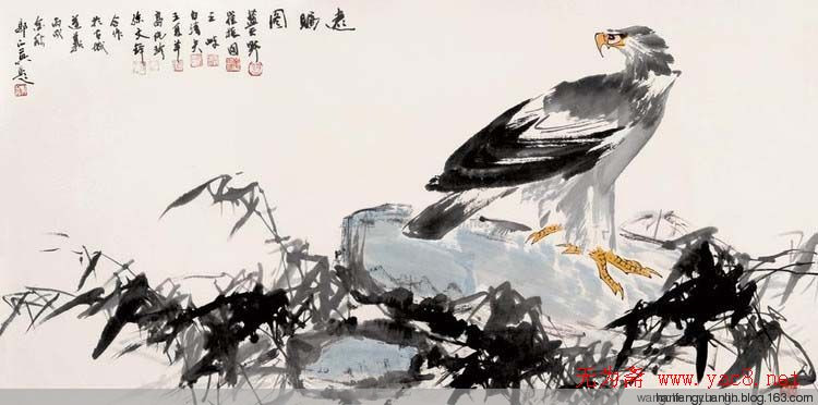 蓝天野国画花鸟作品