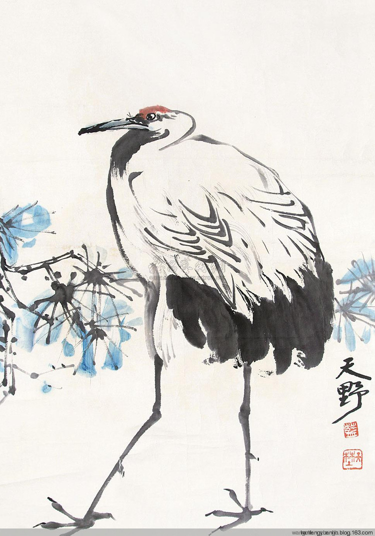 蓝天野国画花鸟作品