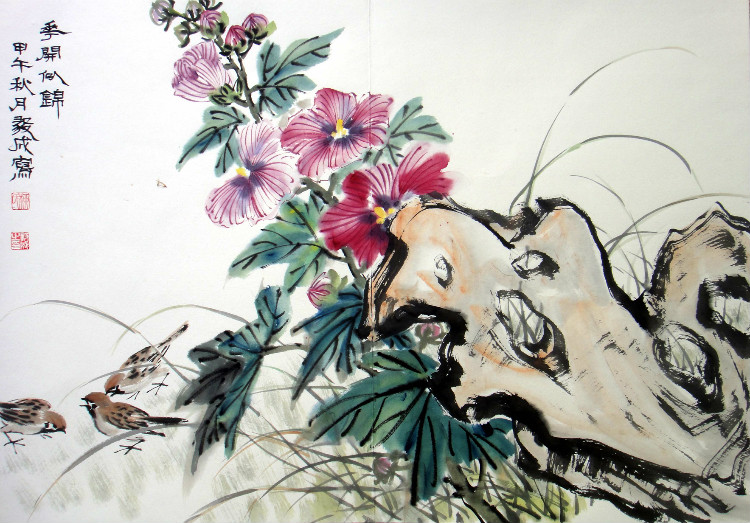 柳毅成国画花鸟作品